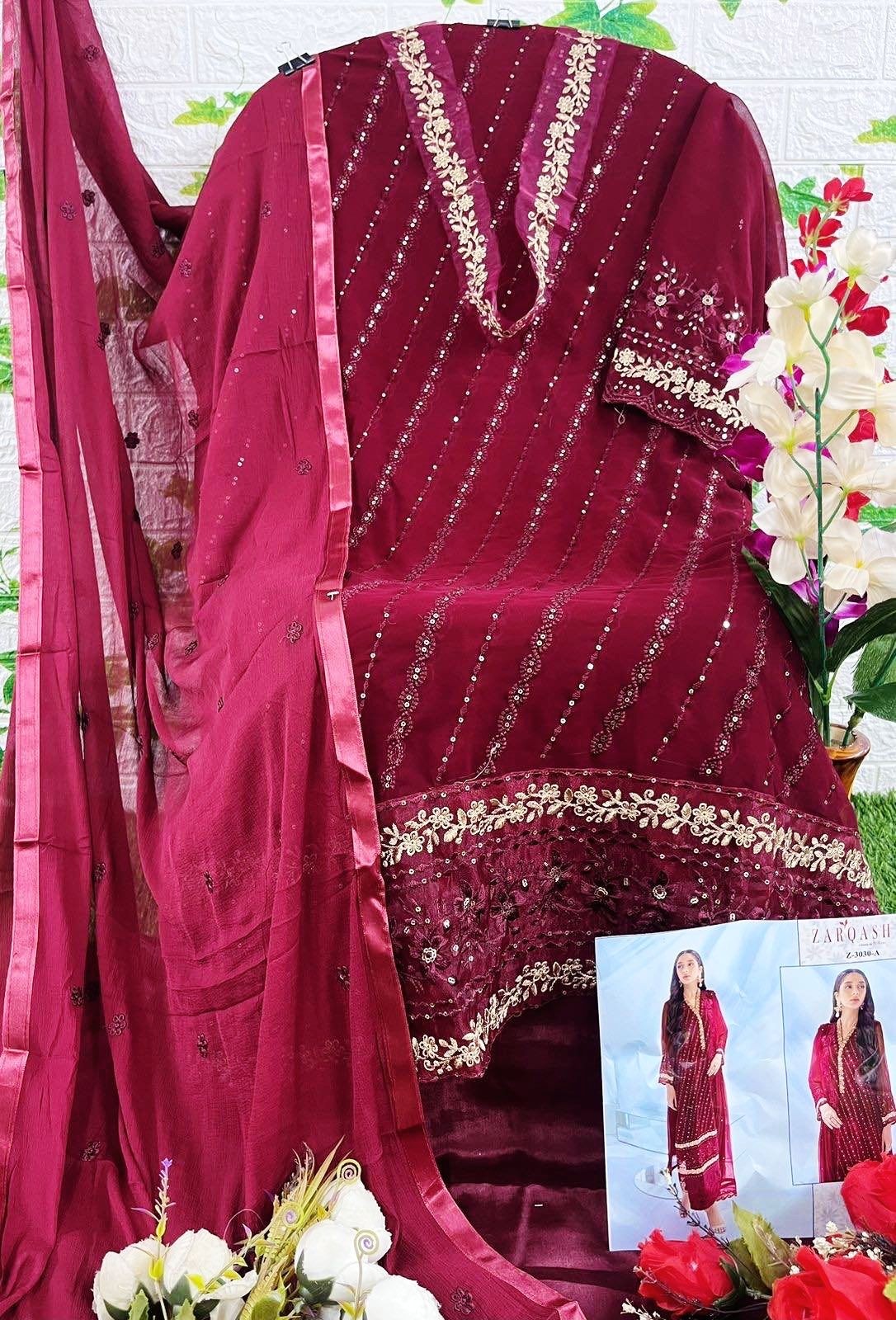 ZARQASH 3030 C PAKISTANI SALWAR SUITS BUY INDIA