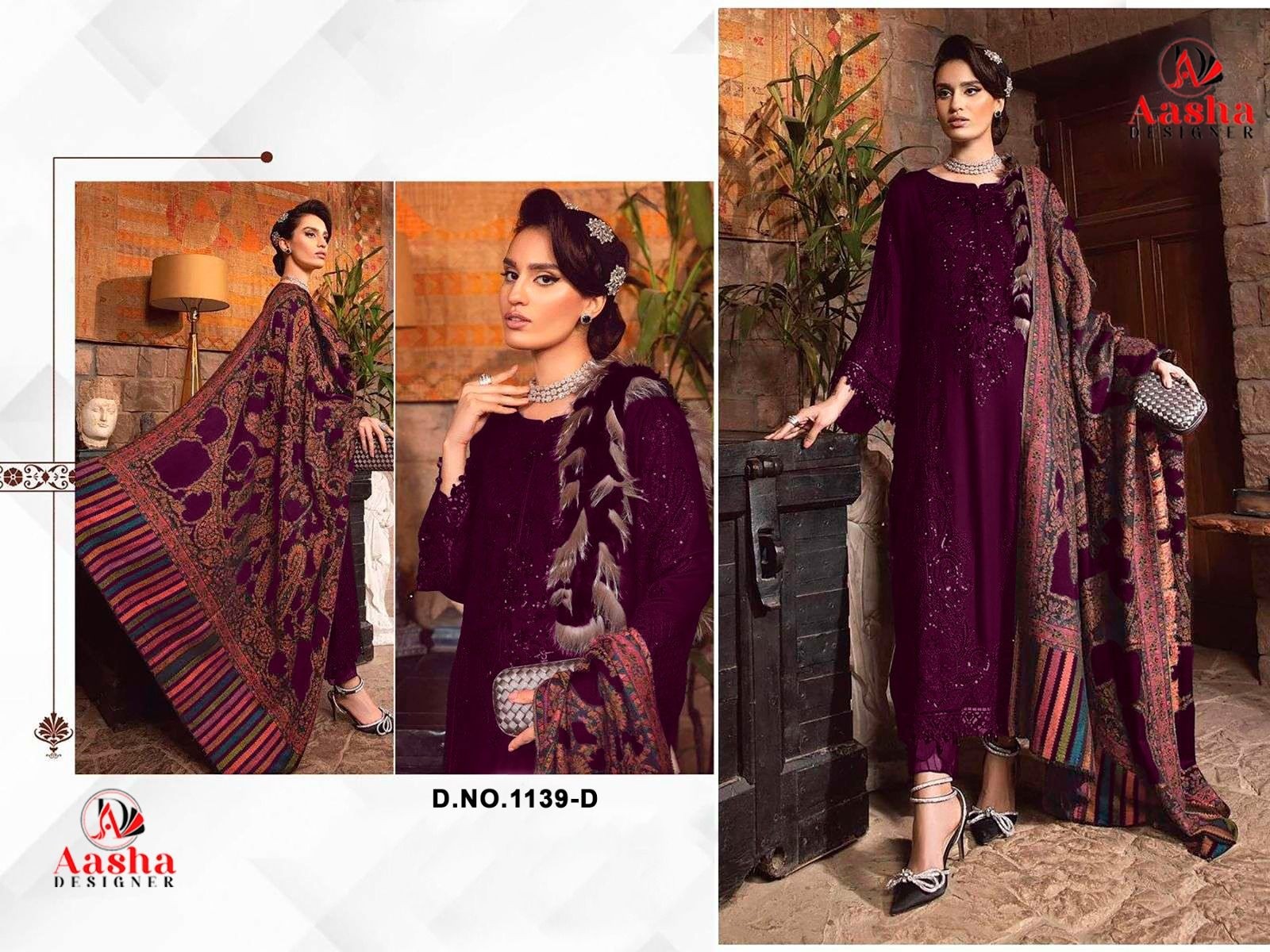 AASHA DESIGNER 1139 A TO 1139 D LATEST DESIGNER PAKISTANI SUITS