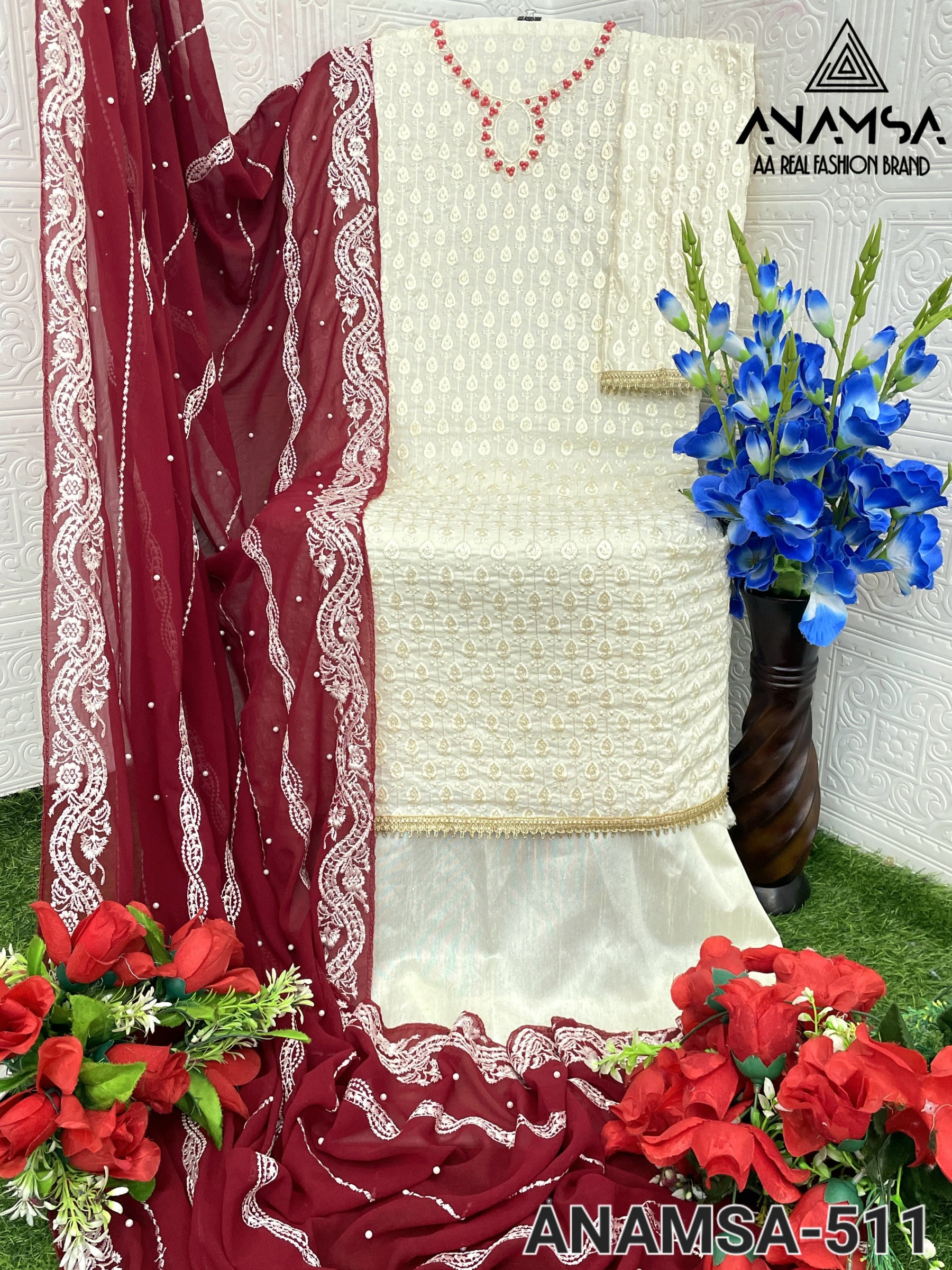 ANAMSA 511 SEMI STITCHED PAKISTANI SALWAR SUITS
