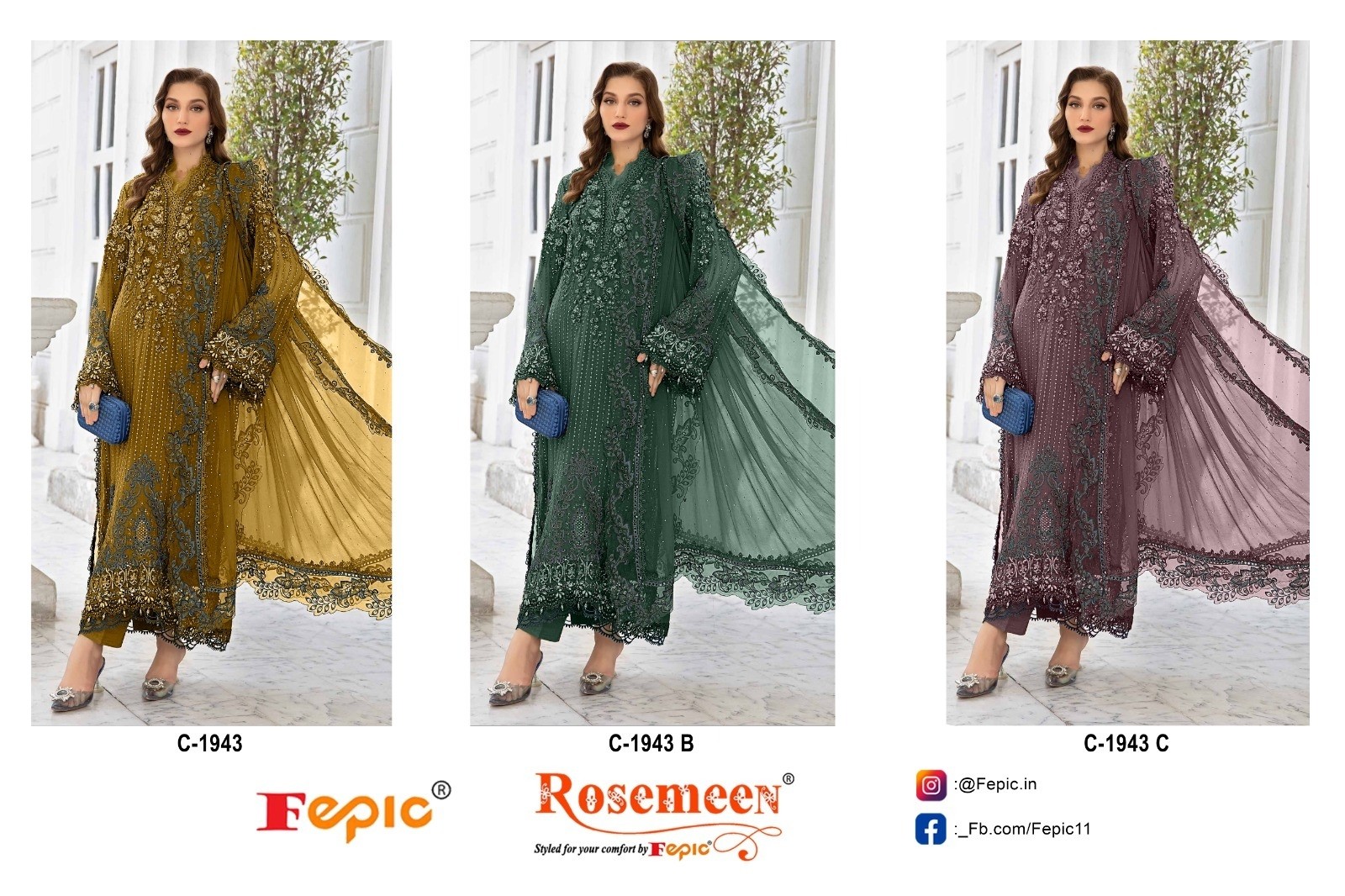 FEPIC ROSEMEEN C 1943 C LATEST PAKISTANI SUITS IN INDIA