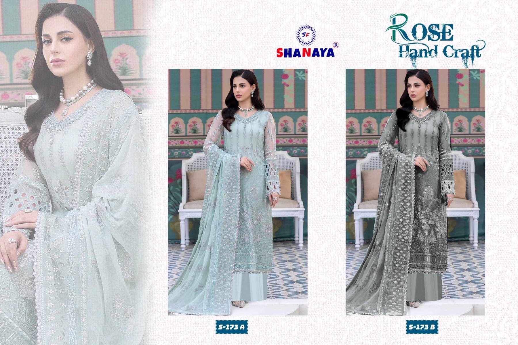 SHANAYA ROSE HAND CRAFT 173 A PAKISTANI SUITS FOX GEORGETTE