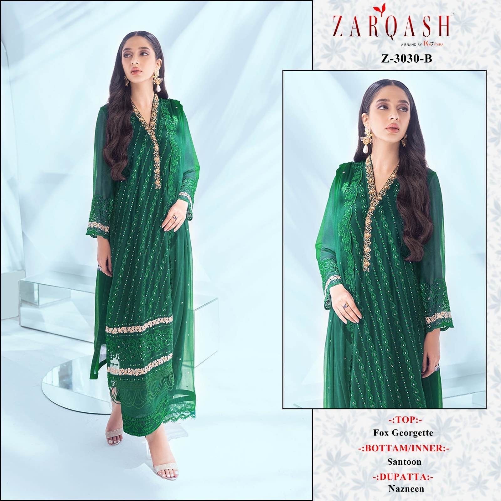 ZARQASH 3030 B PAKISTANI SALWAR SUITS BUY SURAT