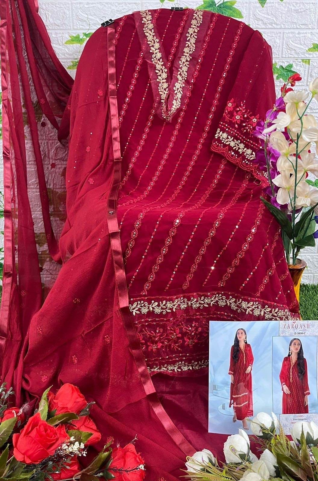 ZARQASH 3030 A PAKISTANI SALWAR SUITS