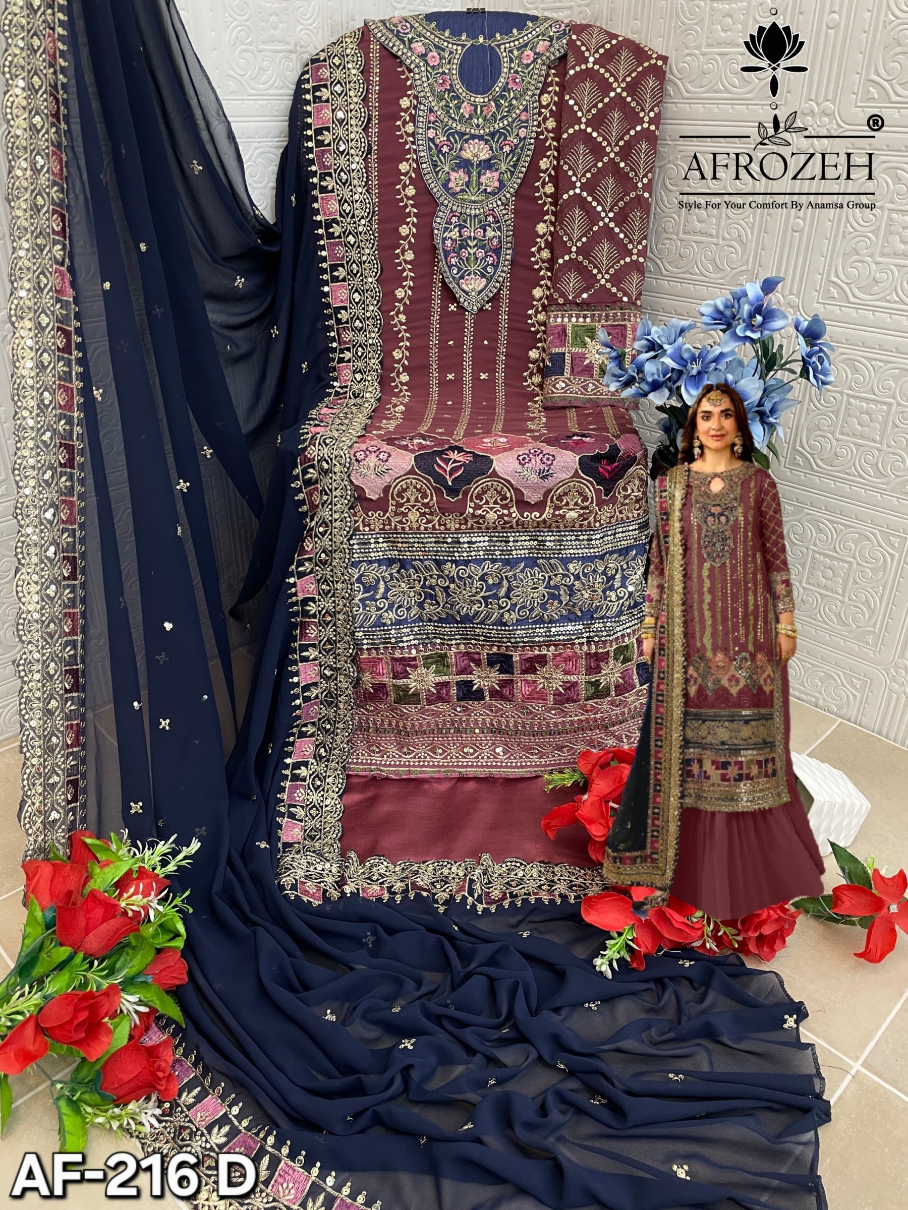 AFROZEH AF 216 D SALWAR SUITS WHOLESALE IN INDIA