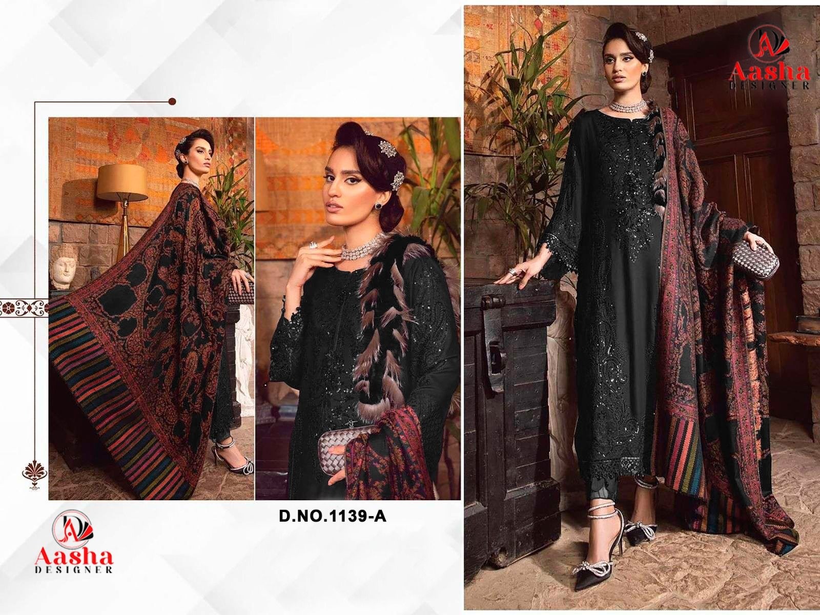AASHA DESIGNER 1139 A TO 1139 D LATEST DESIGNER PAKISTANI SUITS