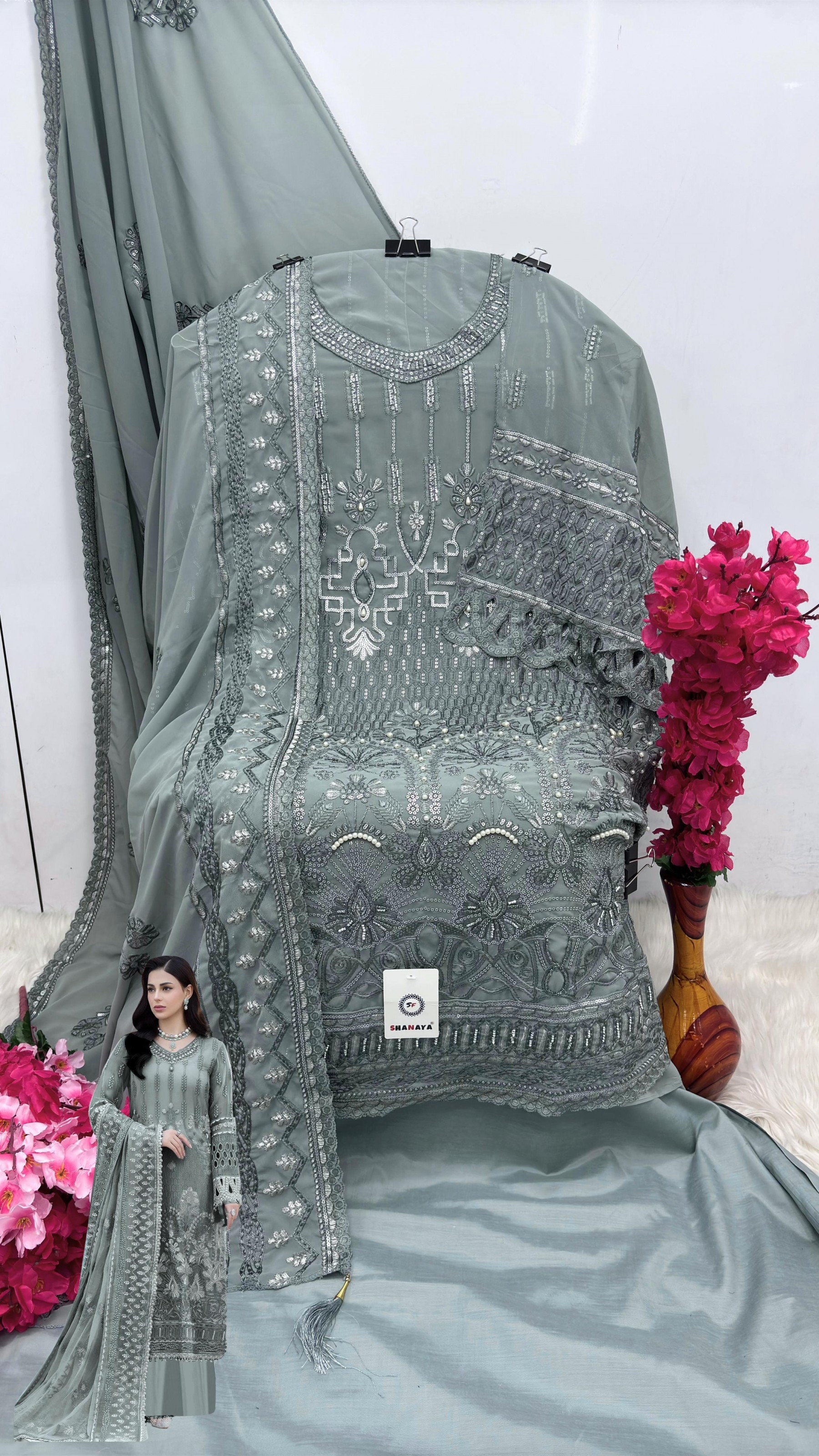 SHANAYA ROSE HAND CRAFT 173 B PAKISTANI SUITS FOX GEORGETTE ONLINE