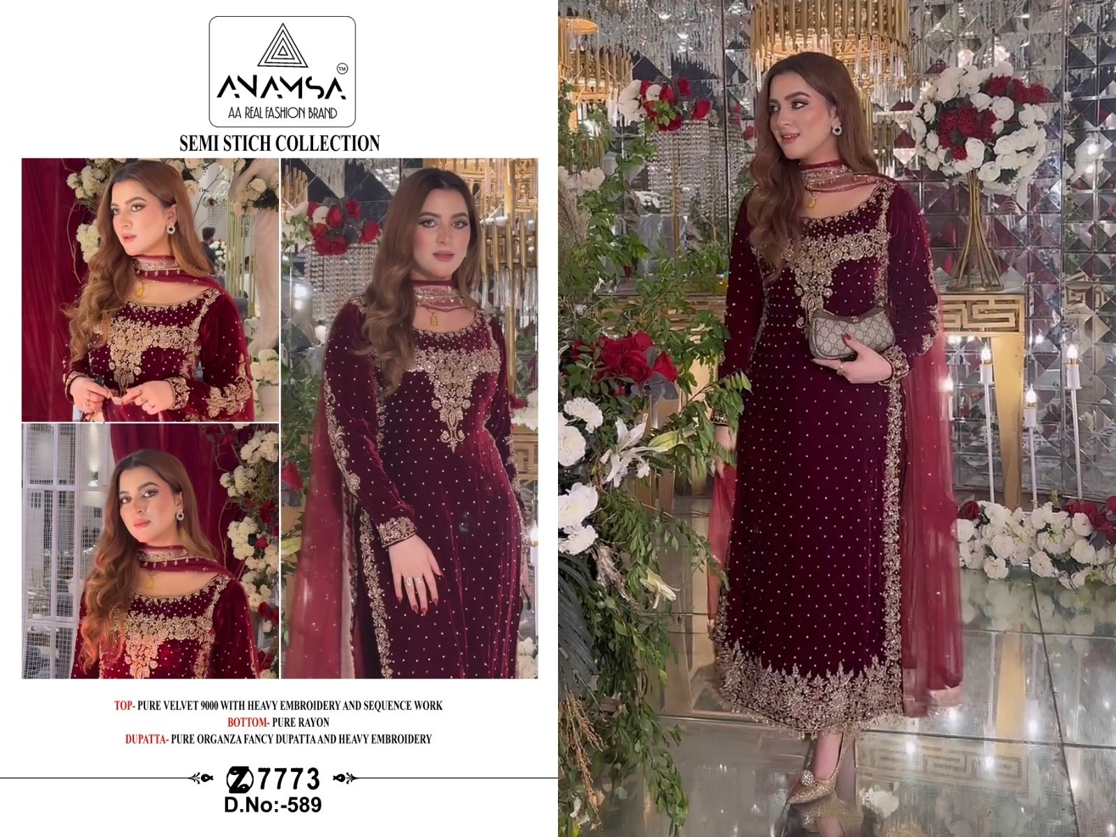ANAMSA 589 HIT DESIGN VELVET PAKISTANI SALWAR SUITS