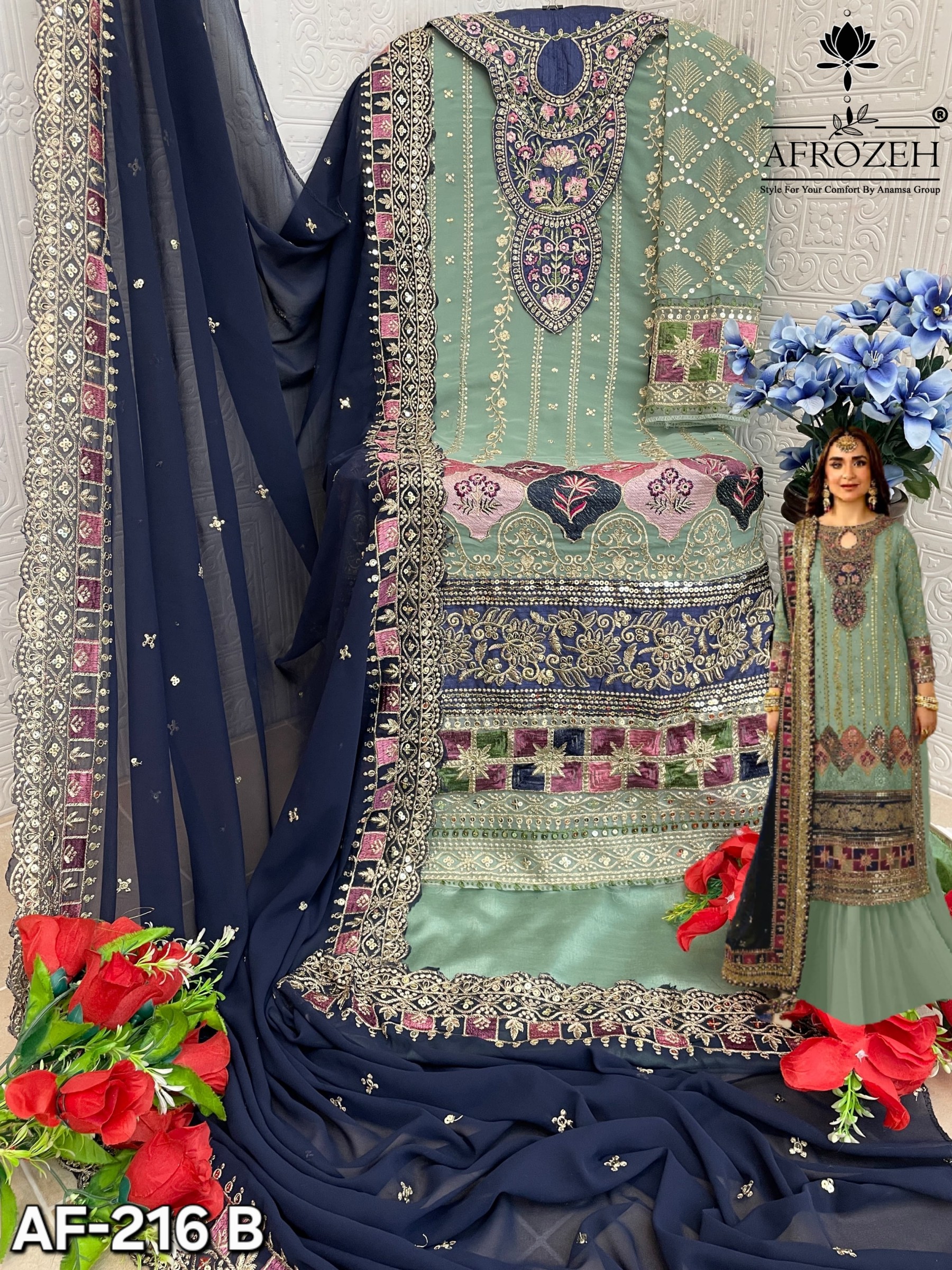 AFROZEH AF 216 B LATEST SALWAR SUITS WHOLESALE 