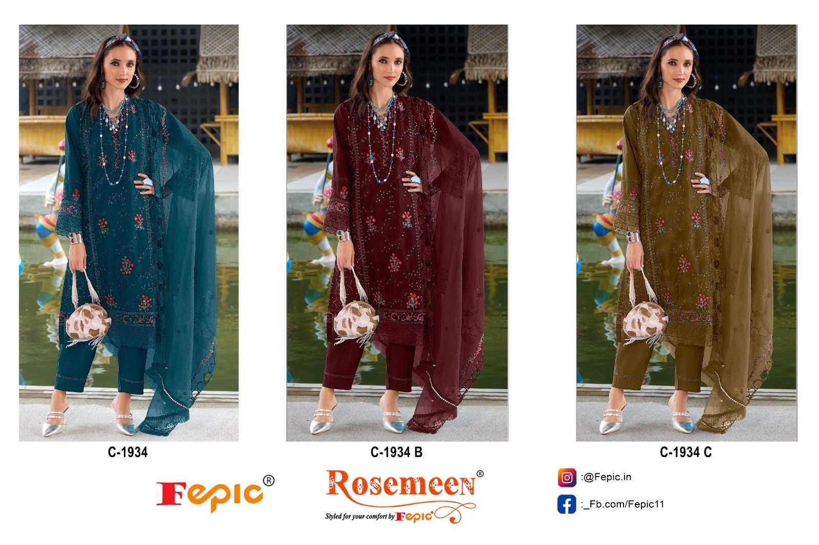 FEPIC ROSEMEEN 1934 C PAKISTANI SALWAR SUITS WHOLESALER BUY INDIA