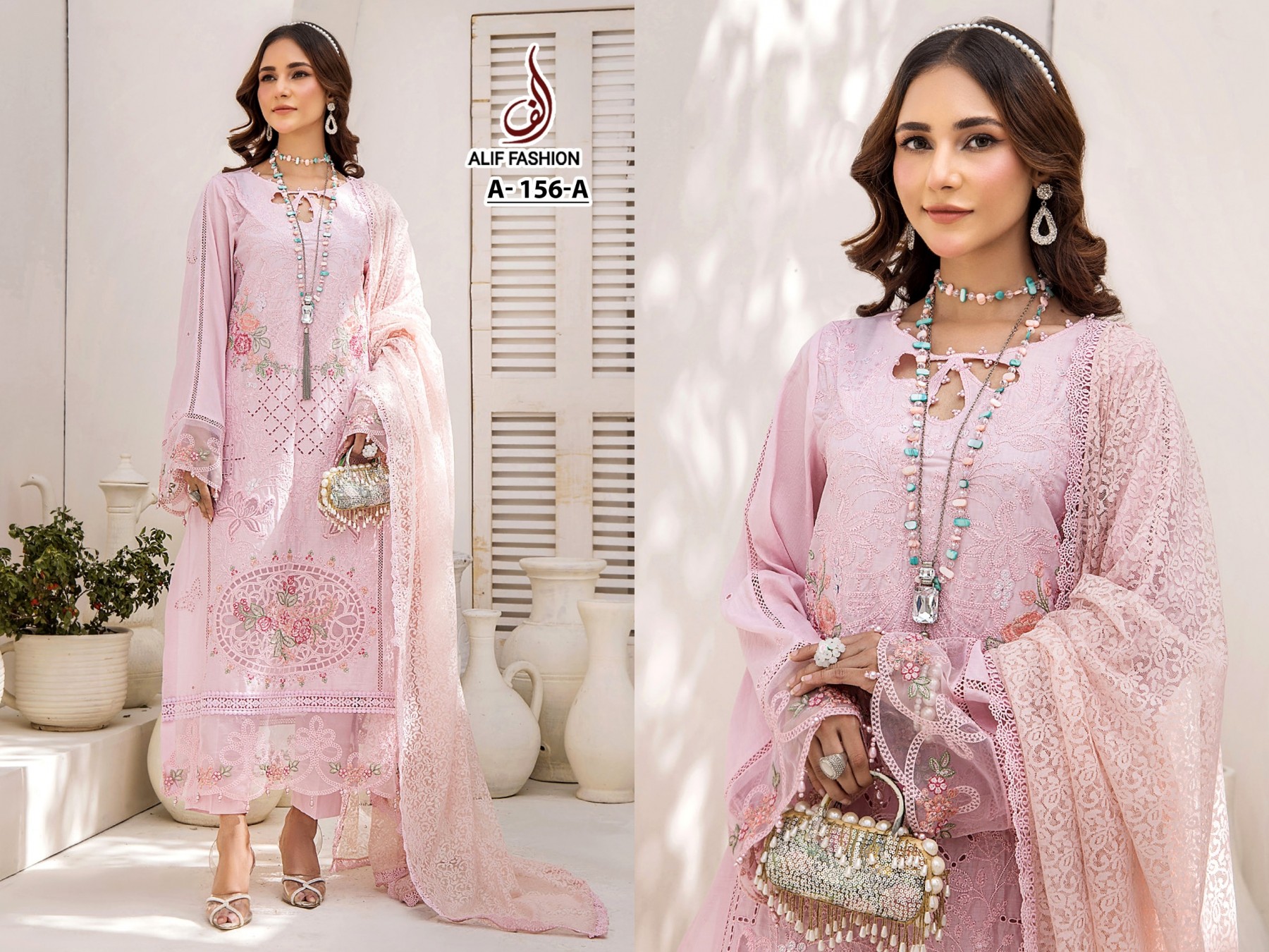ALIF FASHION A 156 A PAKISTANI SALWAR SUITS DEALER