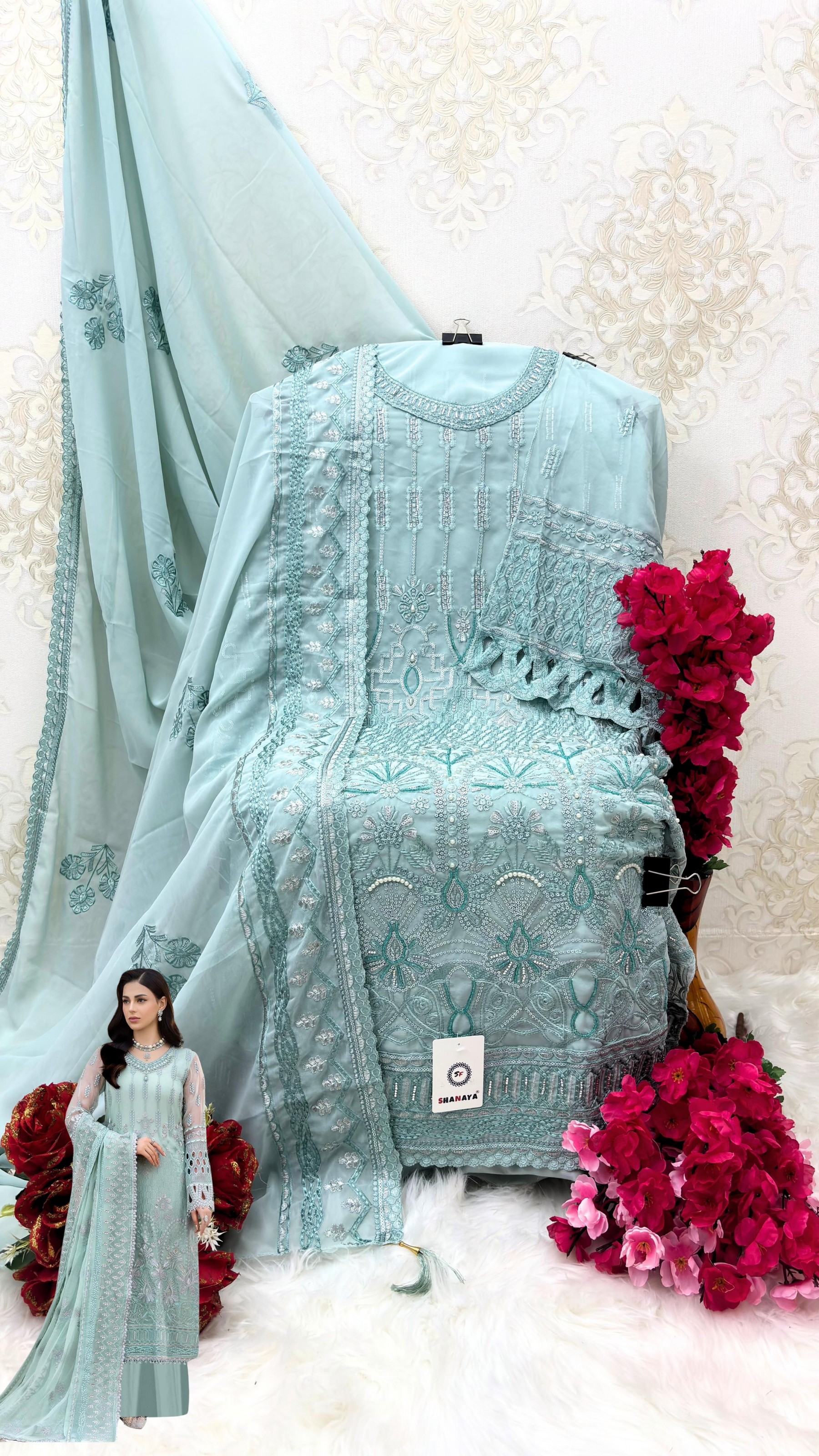 SHANAYA ROSE HAND CRAFT 173 A PAKISTANI SUITS FOX GEORGETTE