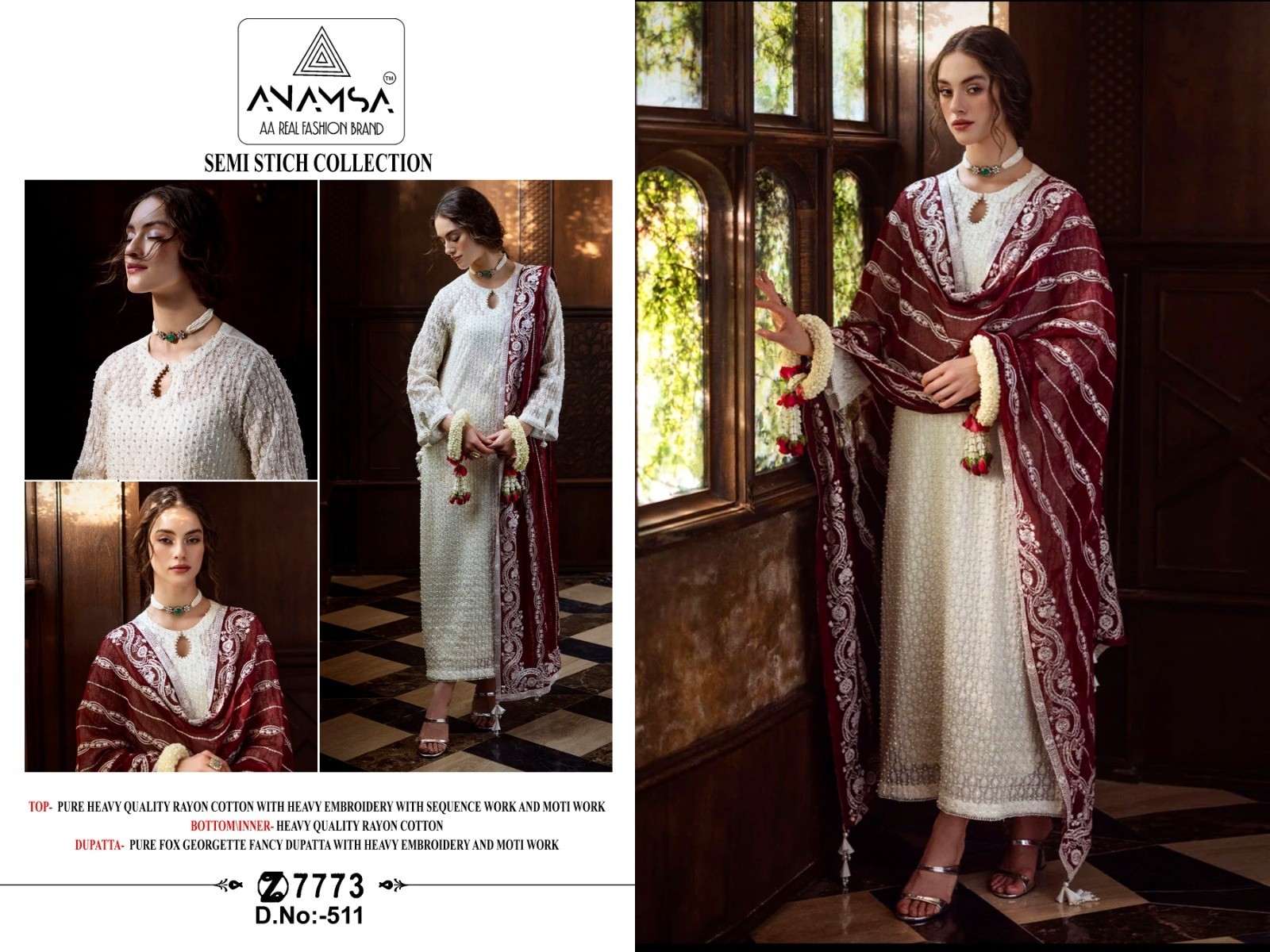 ANAMSA 511 SEMI STITCHED PAKISTANI SALWAR SUITS