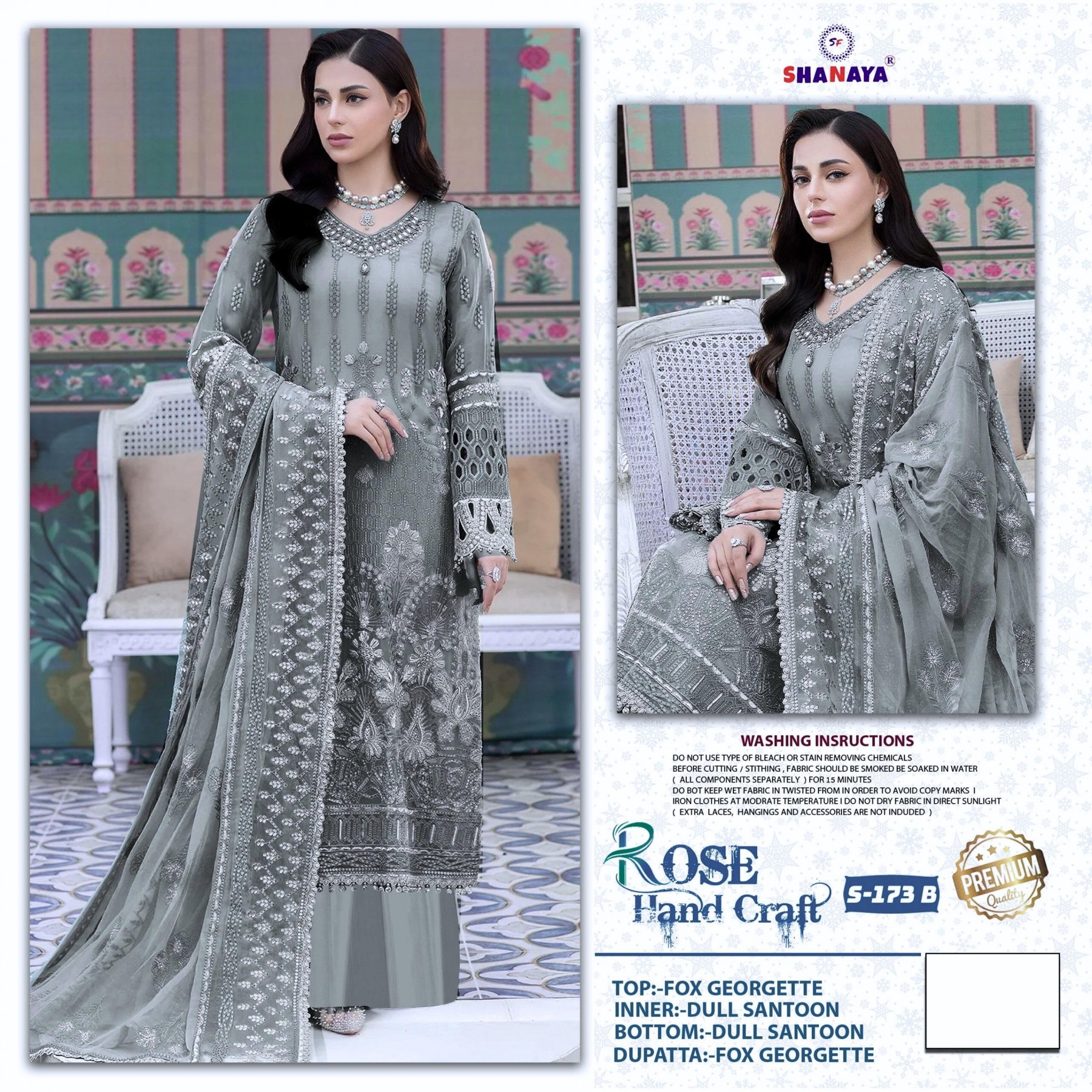 SHANAYA ROSE HAND CRAFT 173 B PAKISTANI SUITS FOX GEORGETTE ONLINE