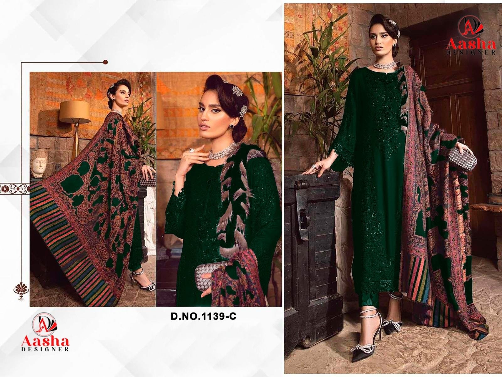 AASHA DESIGNER 1139 A TO 1139 D LATEST DESIGNER PAKISTANI SUITS