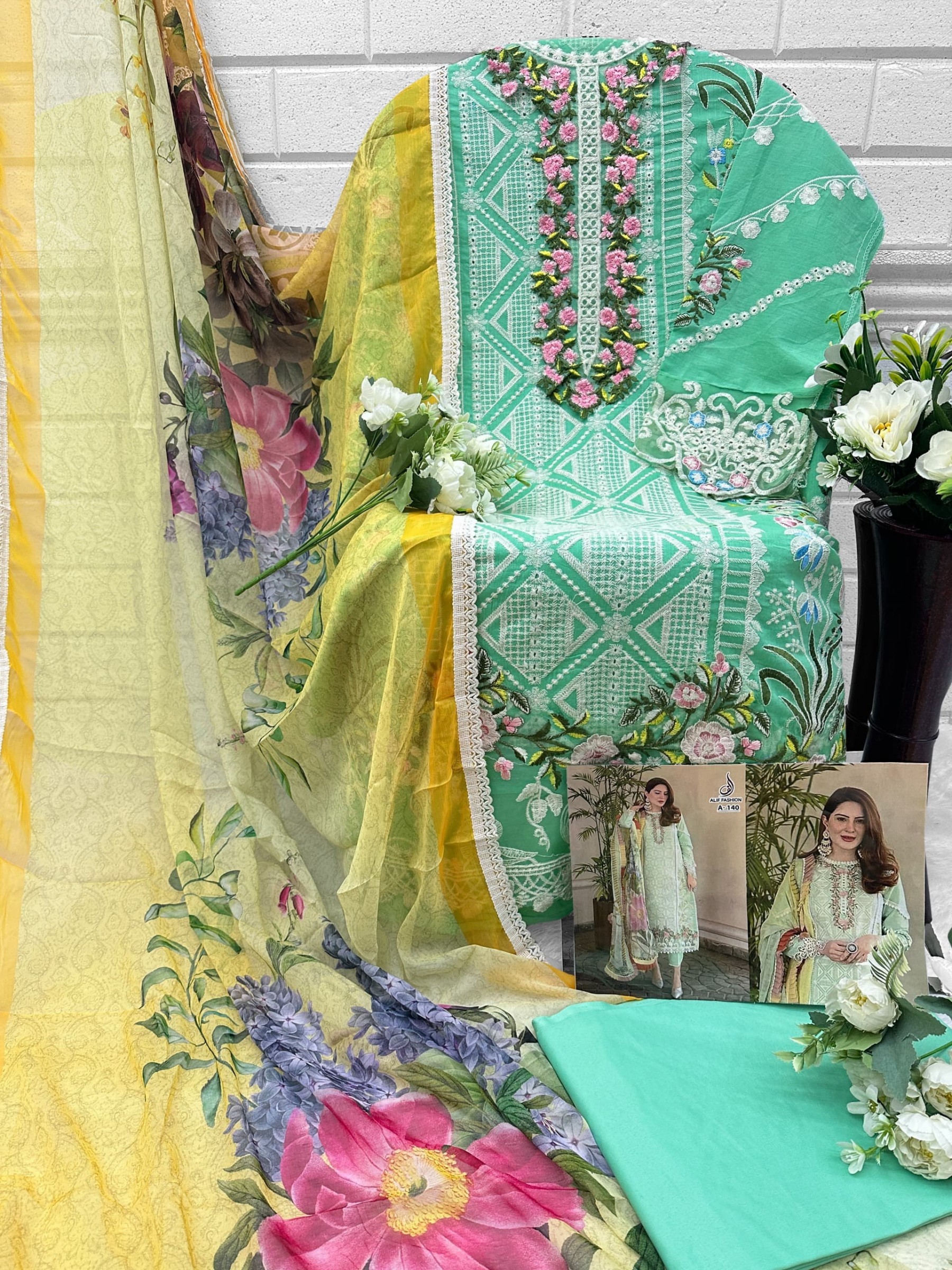 ALIF FASHION 140 PAKISTANI SALWAR SUITS PURE COTTON