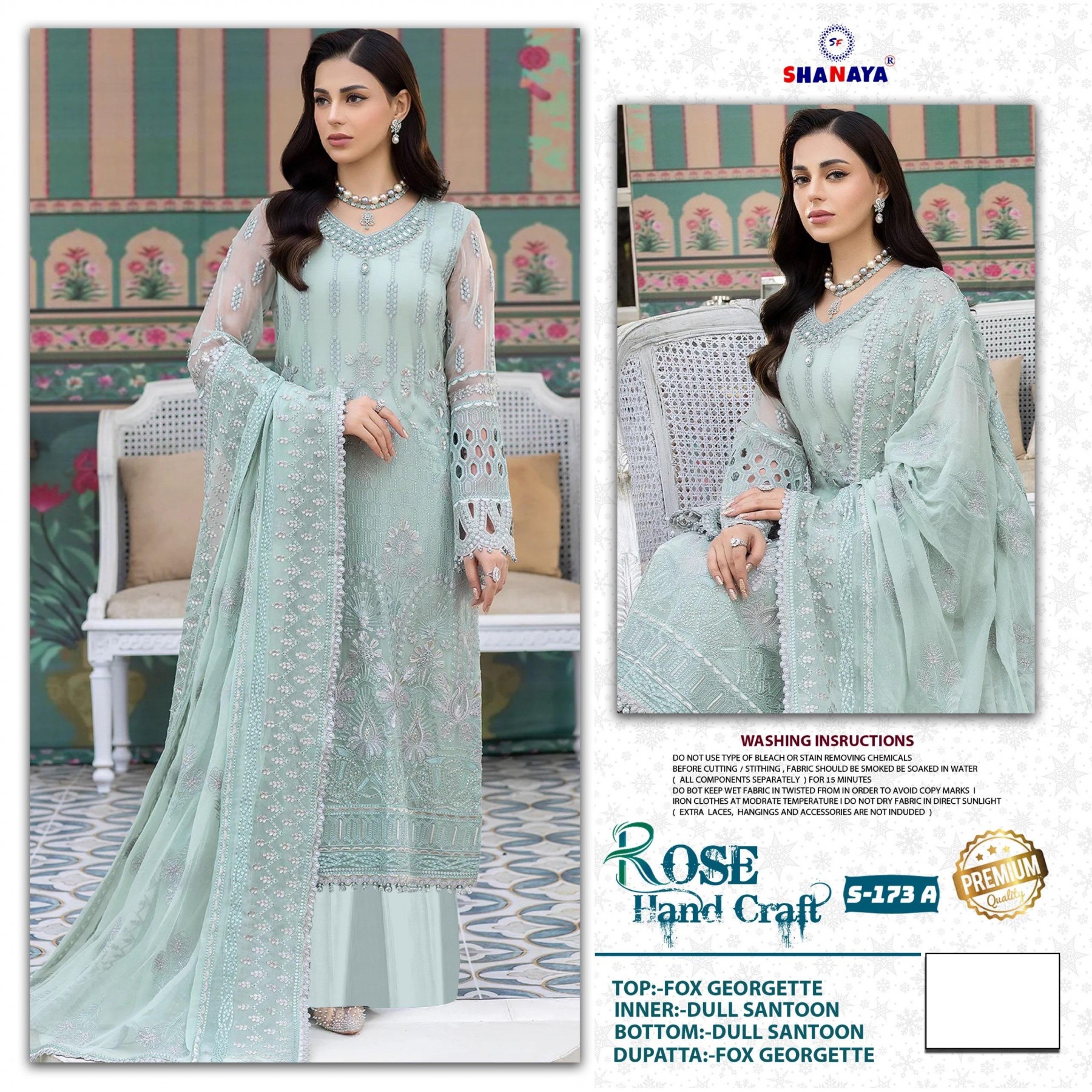 SHANAYA ROSE HAND CRAFT 173 A PAKISTANI SUITS FOX GEORGETTE