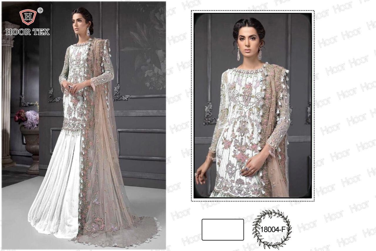 HOOR TEX AYNOOR COLOUR GOLD VOL 5 D.NO 18004 PAKISTANI SUIT HAVY NET EMBODARY WORK
