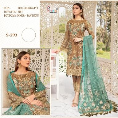 SHREE FABS D.NO S-293 PAKISTANI SUIT WHOLESALE COMPANY PRICE