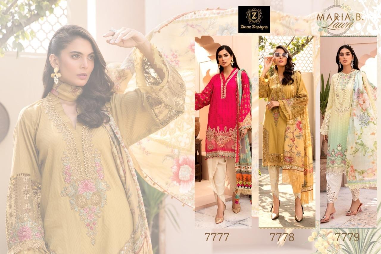 ZIAAZ DESIGNS MARIYA B LAWN D NO.7779 PAKISTANI SUITS BEST WHOLESALE PRICE SINGAL PIECE AVAILEBAL