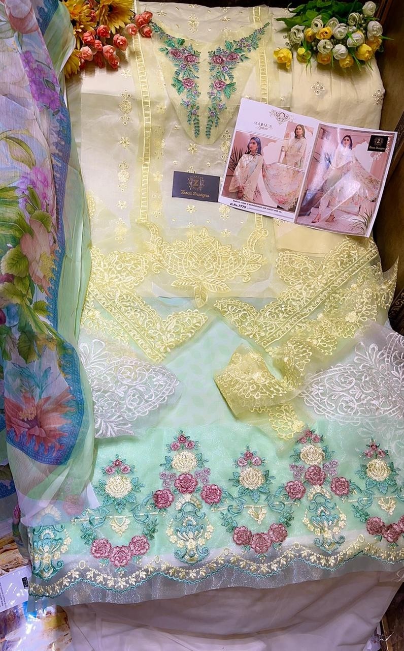 ZIAAZ DESIGNS MARIYA B LAWN D NO.7779 PAKISTANI SUITS BEST WHOLESALE PRICE SINGAL PIECE AVAILEBAL