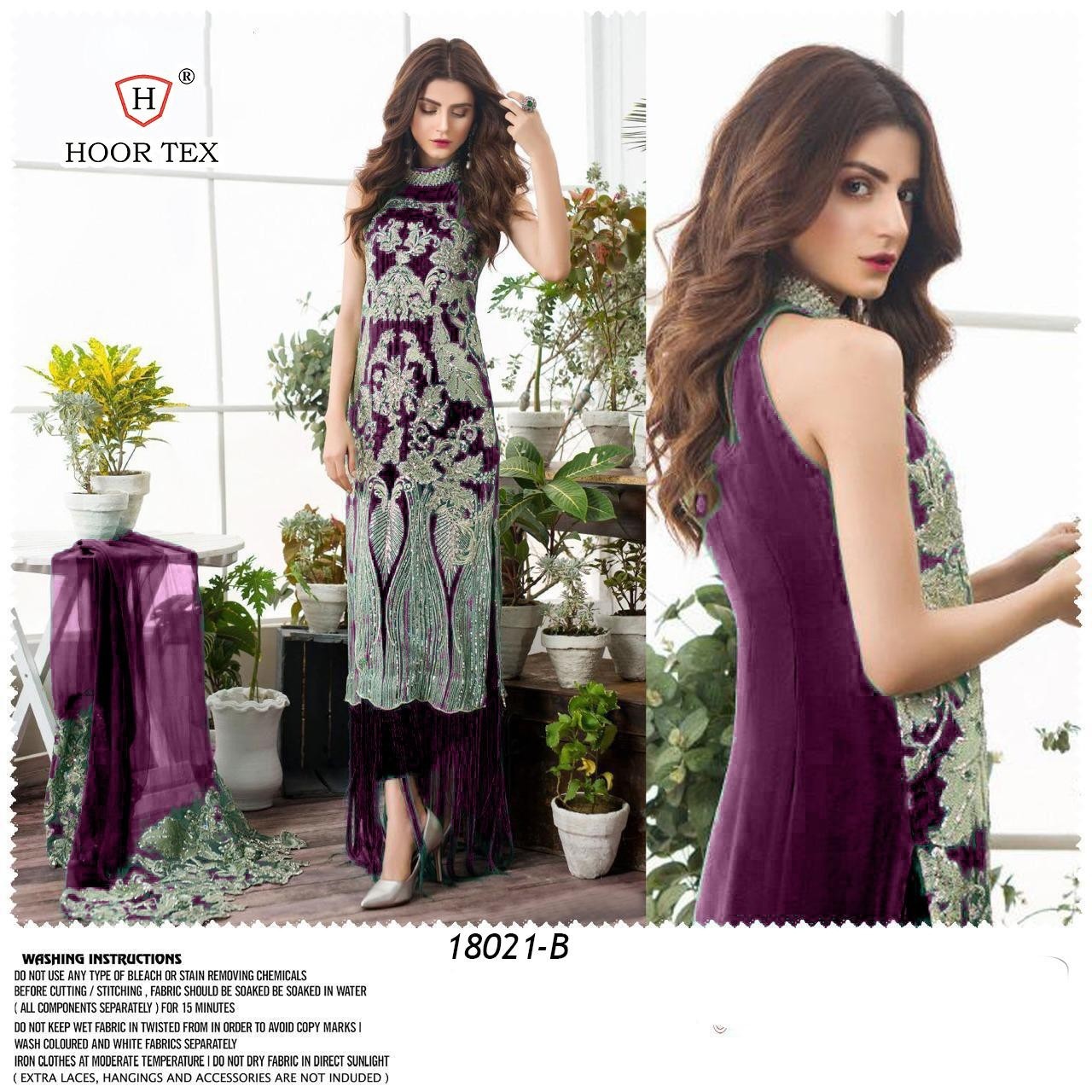 HOOR TEX EID COLLECTTION D.NO 18021-B LAWAAR KAMEEZ WHOLSAE PRICE