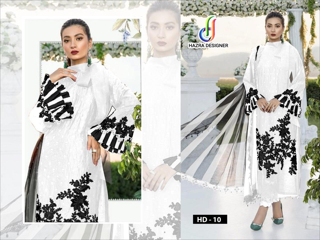 HAZRA DESIGNER HD-10 MARIYA B SATEEN PAKISTANI SUITS JAAM SATEEN