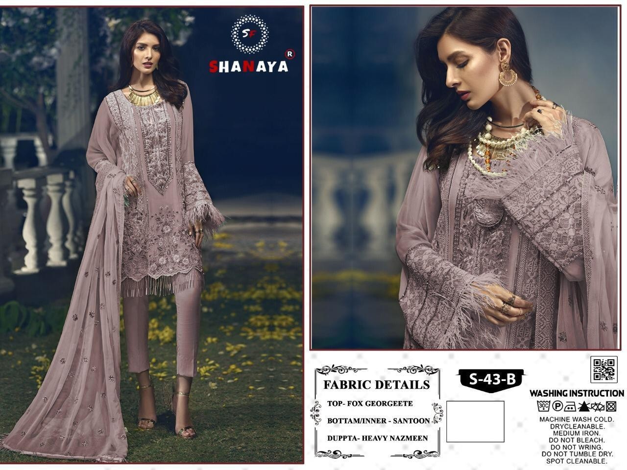 SHANAYA ROSE S-43-B PAKISTANI SUIT SINGAL PIESE