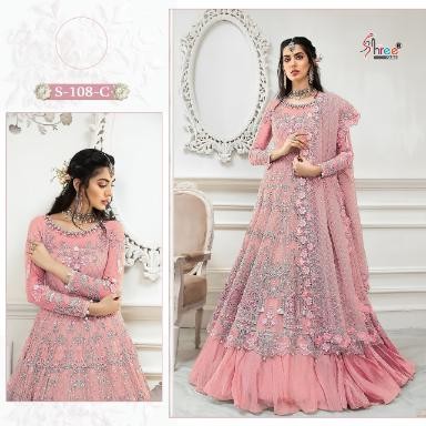 SHREE FAB D.NO S-108-C PAKISTANI SUIT WHOLSALER PRICE BRENDED SUIT