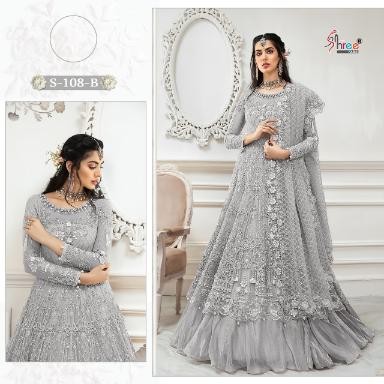 SHREE FAB D.NO S-108-B PAKISTANI SUIT WHOLSALER PRICE BRENDED SUIT