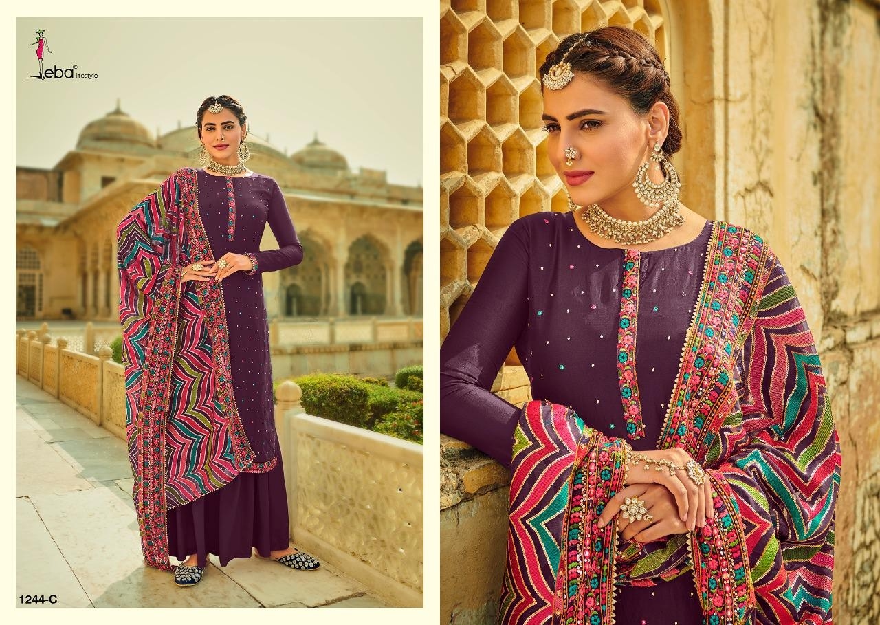 EBA  LIFESTYLE ASPREET 1244-C NEW VOLUME PAKISTANI SUIT SINGAL PICE COLLECTION
