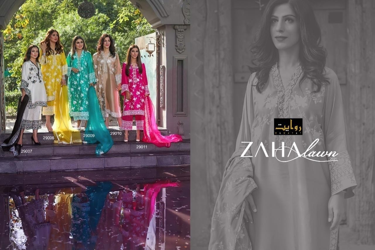 RAWAYAT -29010 ZAHA LAWAN 2021 WHOLESALE PAKISTANI SUITS