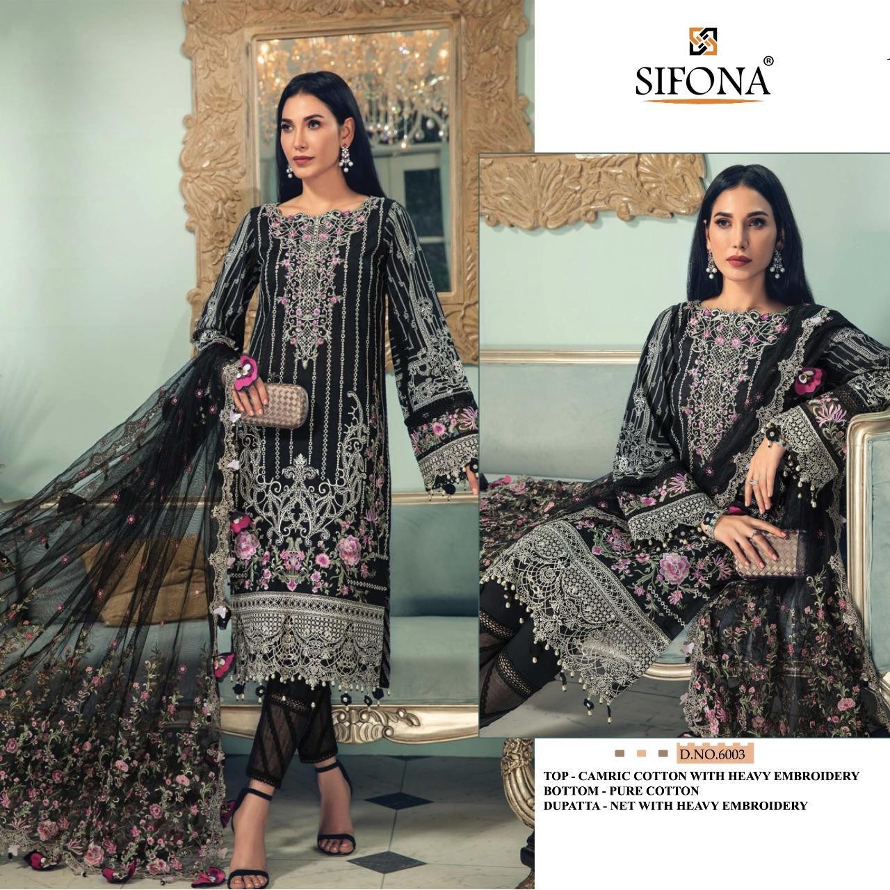 SIFONA FABS 6003 EMBROIDERED COLLECTION PAKISTANI SUITS SUPLIER IN SURAT