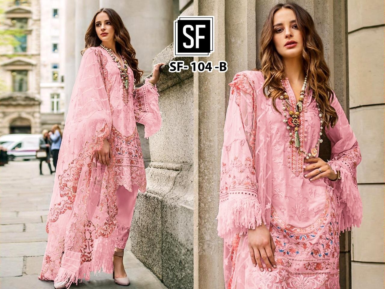SF-104-B NET WITH HEAVY EMBODRY WORK PAKISTANI SUITS
