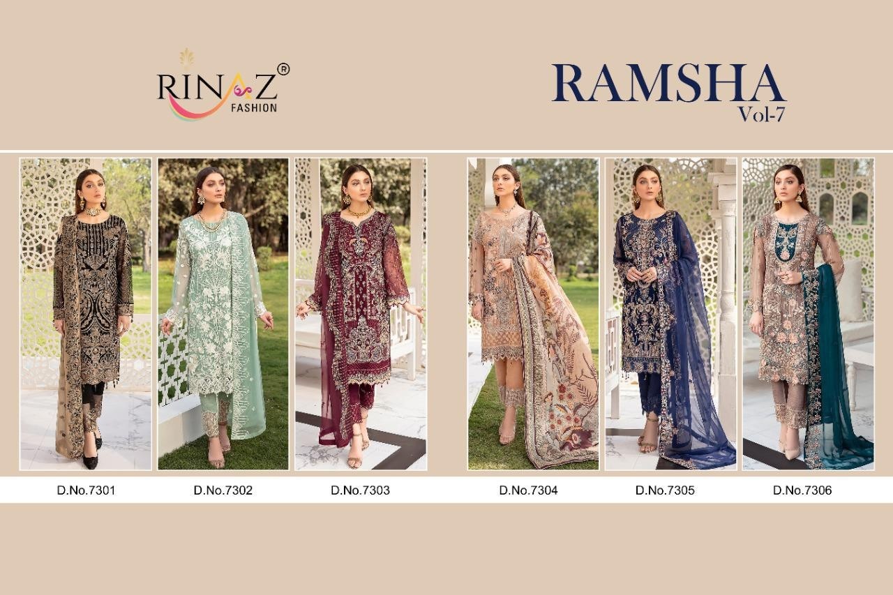 RINAAZ FASHION 7305 RAMSHA VOL-7 BRIDAL SALWAAR KAMEEZ COMMPANY PRICE