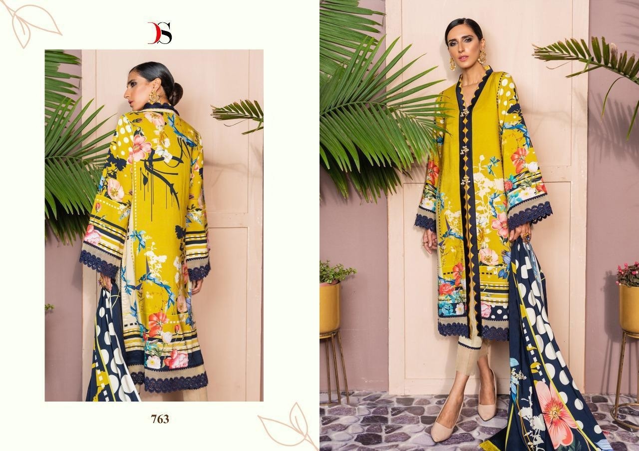 DEEPSY 763 FRIDOUS-07 SALWAAR KAMEEZ PRINTED SUITS YELLOW