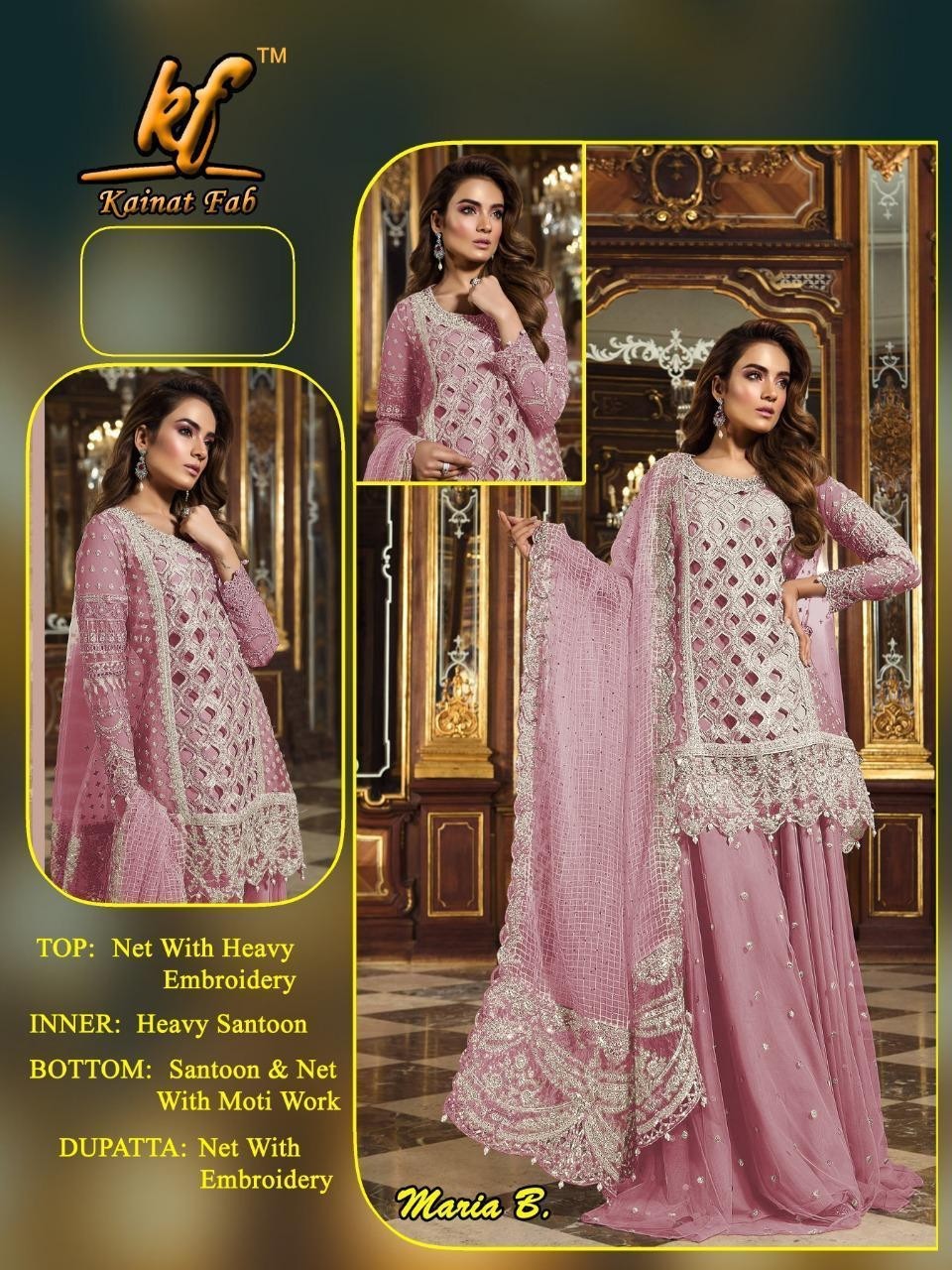 KAINAT FAB MARIYA-B VOL 2 PINK LATTEST PAKISTANI SUITS