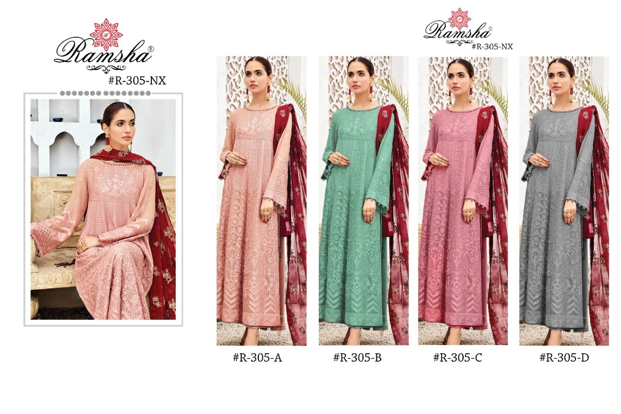 RAMSHA R-305-C PAKISTANI SUIT FOX GORGETTE