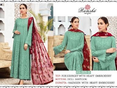 RAMSHA R-305-B PAKISTANI SUIT FOX GORGETTE