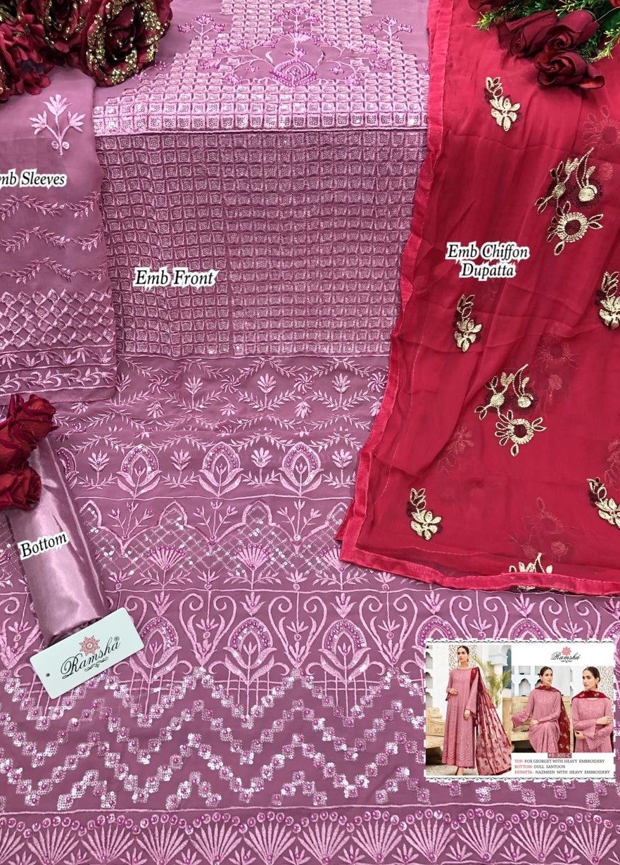 RAMSHA R-305-C PAKISTANI SUIT FOX GORGETTE