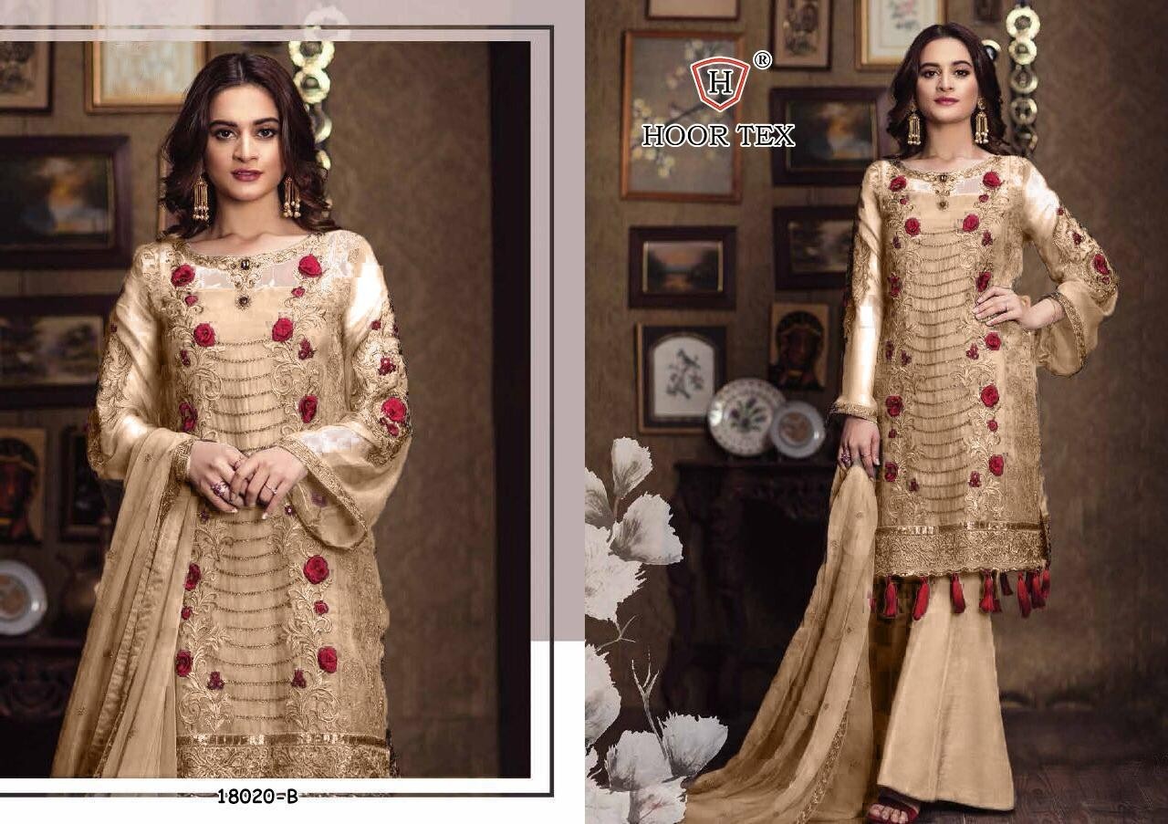 HOOR TEX D.NO.18020-B KITAB VOL-4 FOX GORGETTE WITH EMBODERY WORK PAKISTANI SUITS