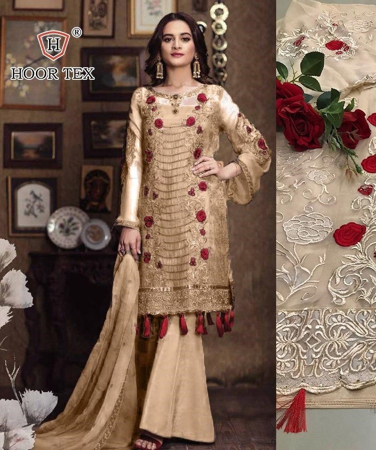 HOOR TEX D.NO.18020-B KITAB VOL-4 FOX GORGETTE WITH EMBODERY WORK PAKISTANI SUITS