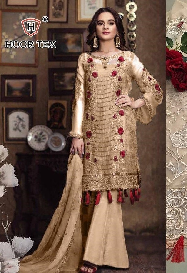 HOOR TEX D.NO.18020-B KITAB VOL-4 FOX GORGETTE WITH EMBODERY WORK PAKISTANI SUITS