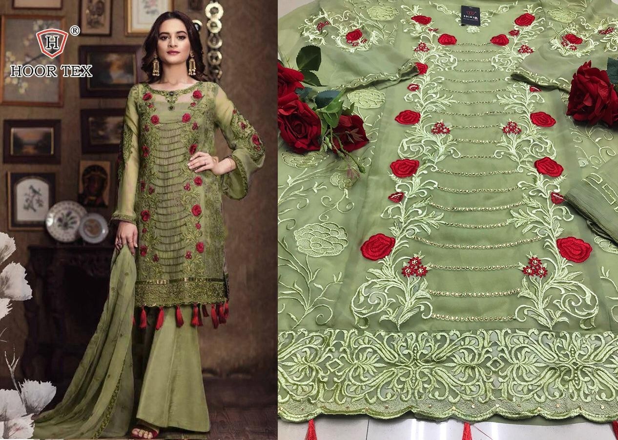 HOOR TEX D.NO.18020-C KITAB VOL-4 FOX GORGETTE WITH EMBODERY WORK PAKISTANI SUITS