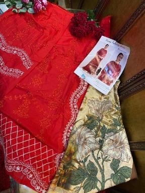 SHRADDHA DESIGNER 5115 LUXURY LAWN PREMIUM COLLETTION RED COLOUR PAKISTANI SUITS AVAILABAL