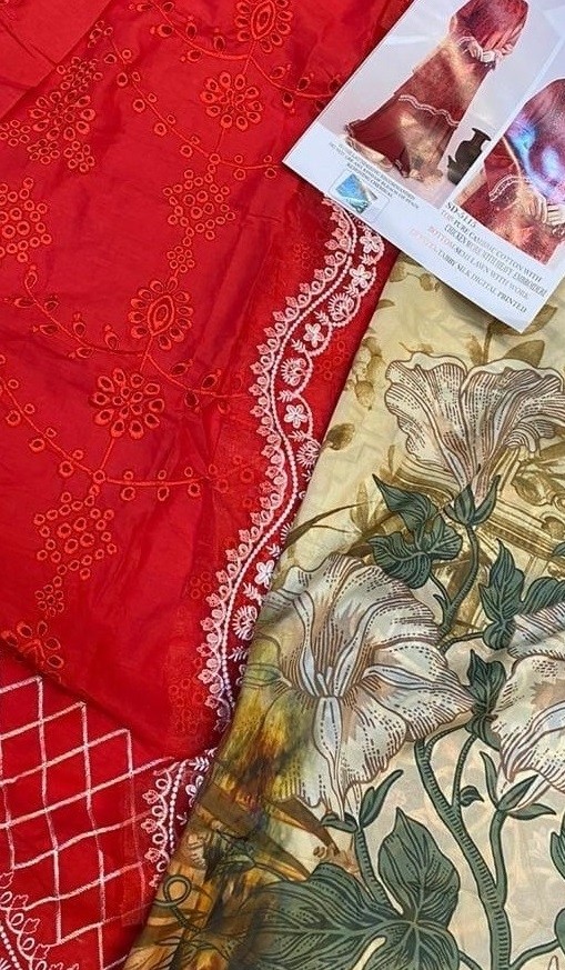 SHRADDHA DESIGNER 5115 LUXURY LAWN PREMIUM COLLETTION RED COLOUR PAKISTANI SUITS AVAILABAL