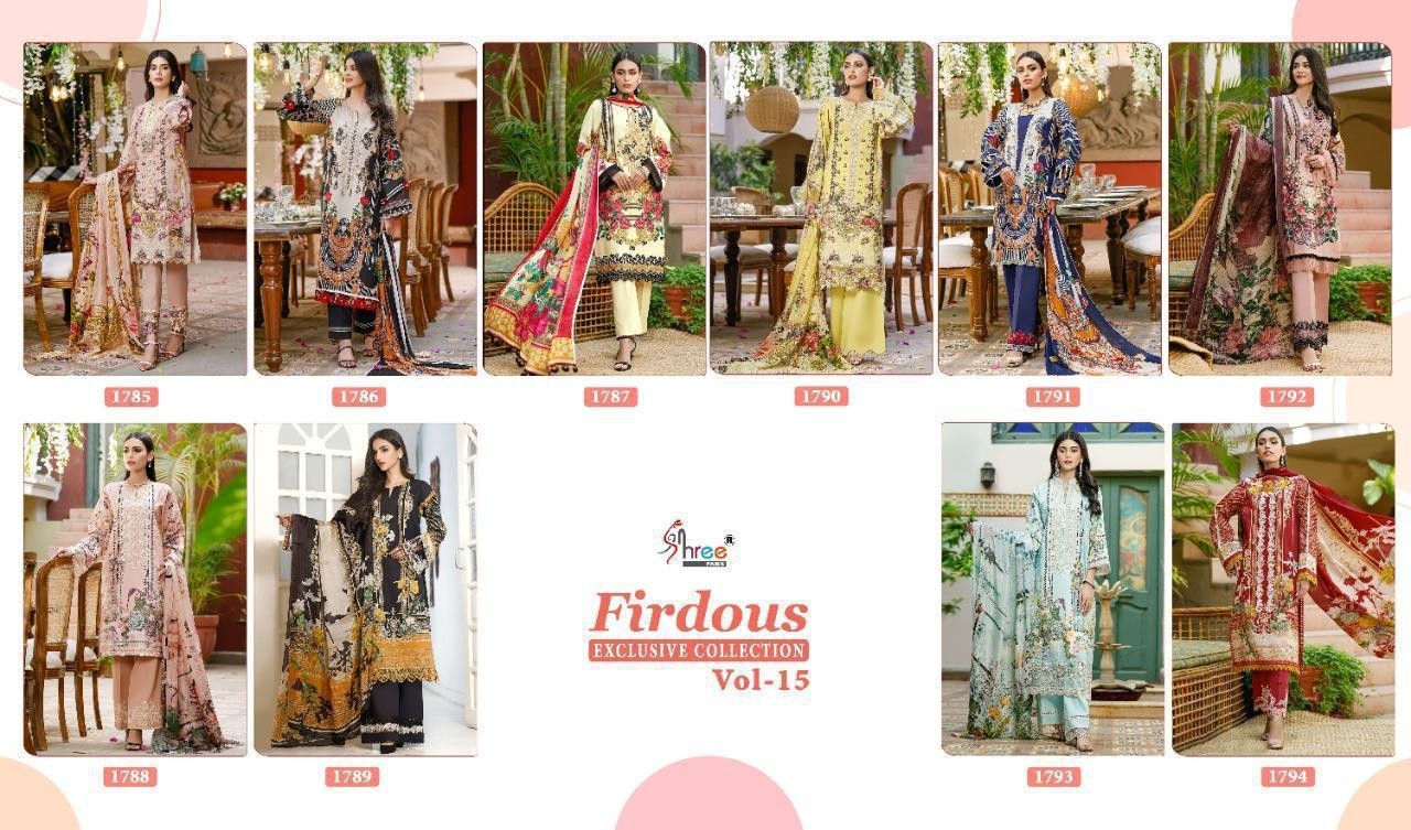 SHREE FAB 1790 FIRDOUS EXCLUSIVE COLLECTTION VOL-15 PAKISTANI SUITS COMPANY PRICE