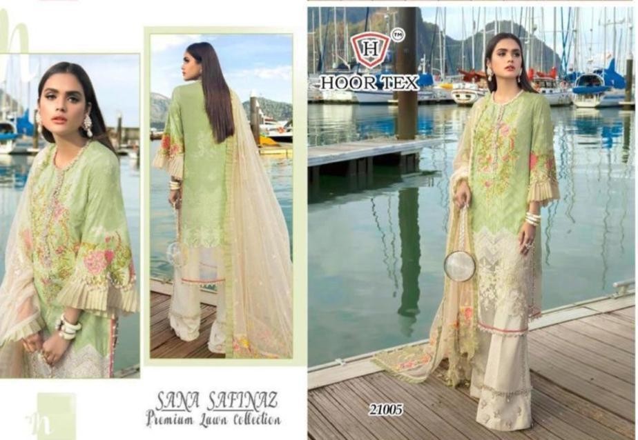 HOOR TEX SANA SAFINA PREIMIUM LAWN COLLECTTION 21005 PAKISTANI SUITS SINGAIL PIESE AVAILABAL IN SURAT
