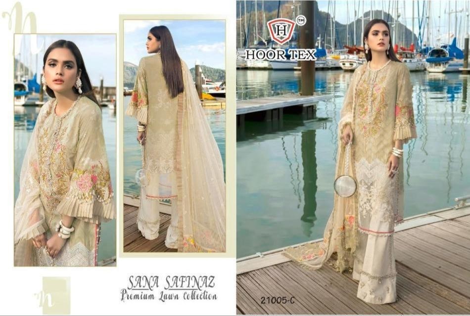 HOOR TEX SANA SAFINA PREIMIUM LAWN COLLECTTION 21005-C PAKISTANI SUITS SINGAIL PIESE AVAILABAL IN SURAT