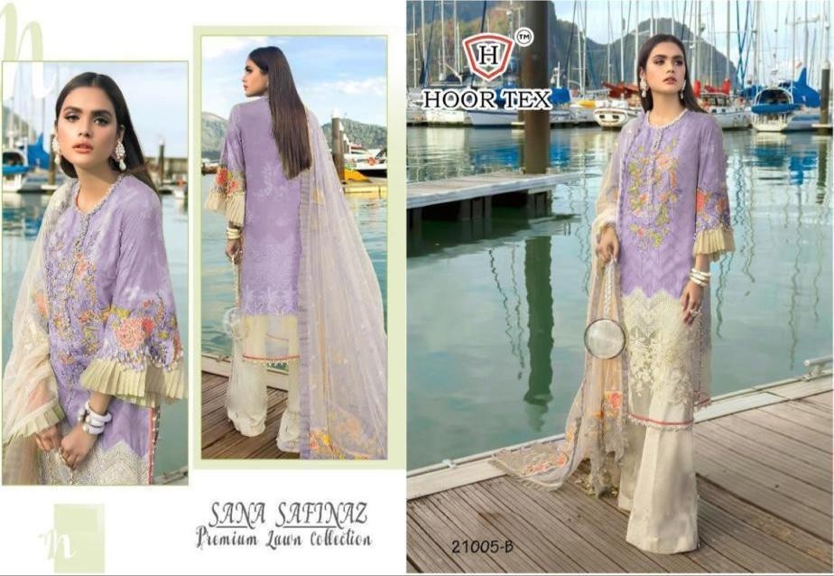 HOOR TEX SANA SAFINA PREIMIUM LAWN COLLECTTION 21005-B PAKISTANI SUITS SINGAIL PIESE AVAILABAL IN SURAT