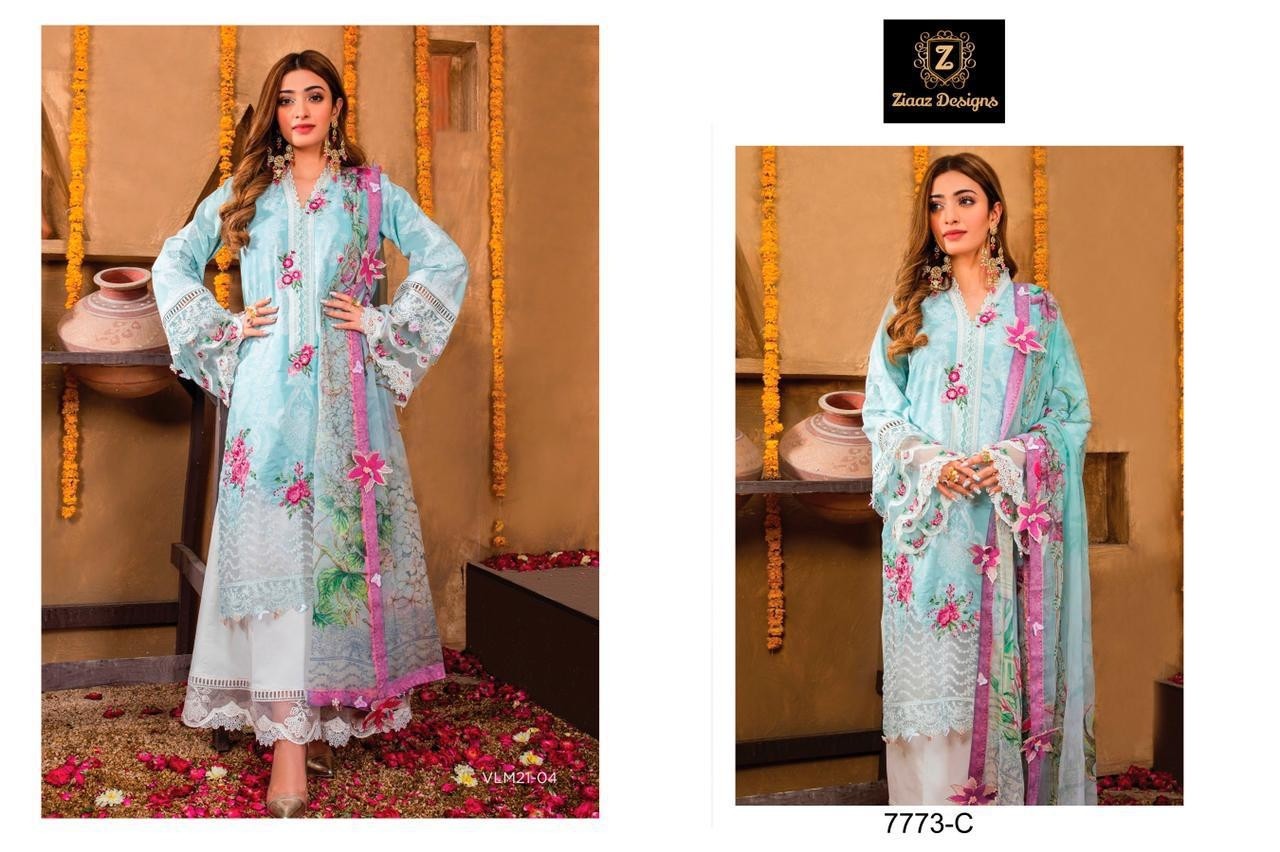 ZIAAZ DESIGNS 7773-C PAKISTANI SUITS COMPANY PRICE IN SURAT